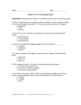 James IV of Scotland Quiz